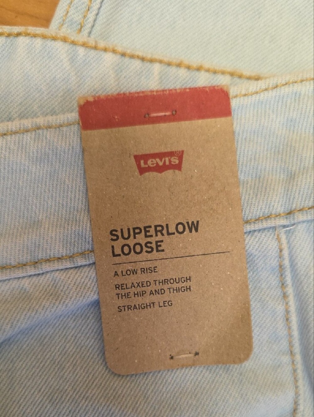 Levi’s Superlow Loose Stripe Jeans Light Wash Two Tone Side Panel 30x32 NEW - Picture 2 of 16